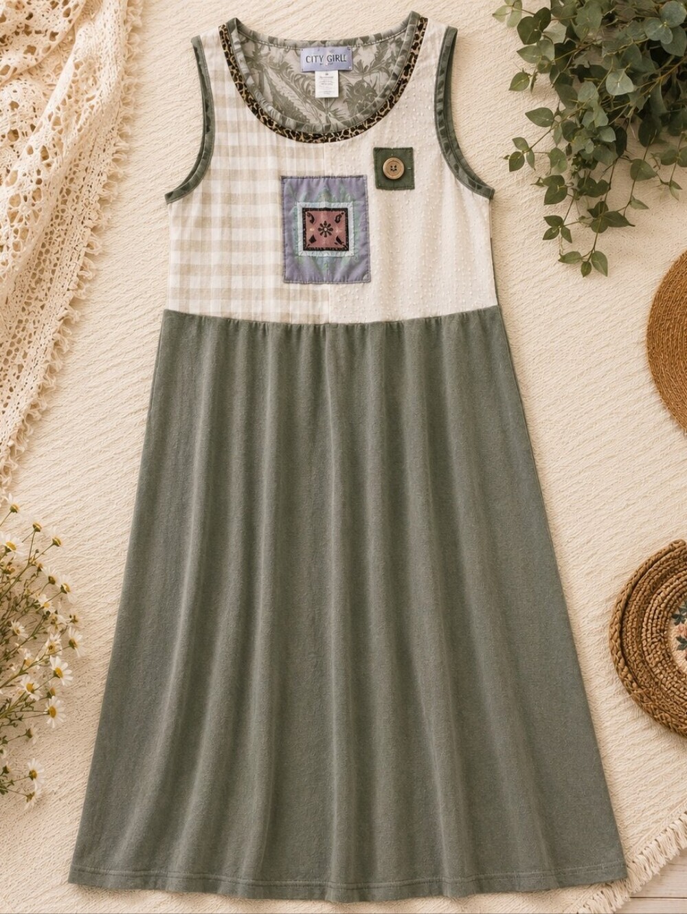 Vintage City Girl Sport Cottagecore Prairie Dress L